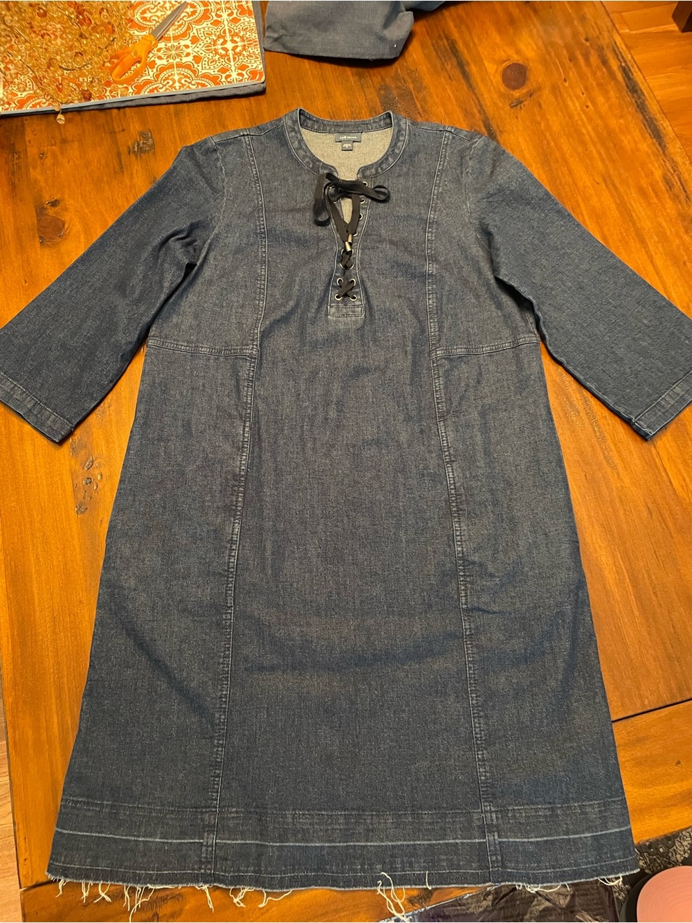 J. Jill Denim Lace-Up Shift Dress W Size: M